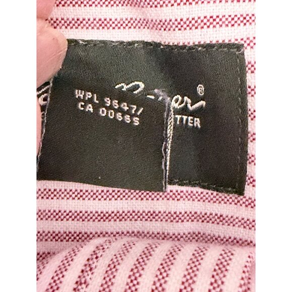 Eddie Bauer Long Sleeve Button-Up Shirt Mens L Red‎ Striped Cotton Heavy Weight - Picture 5 of 10